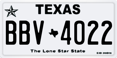 TX license plate BBV4022