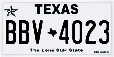 TX license plate BBV4023