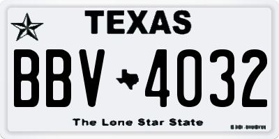 TX license plate BBV4032