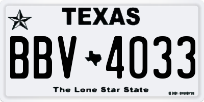 TX license plate BBV4033