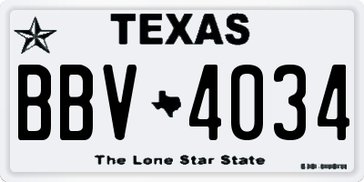 TX license plate BBV4034