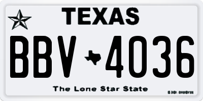 TX license plate BBV4036