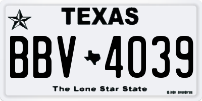 TX license plate BBV4039