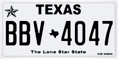 TX license plate BBV4047