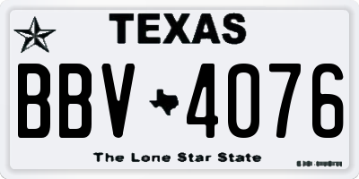 TX license plate BBV4076