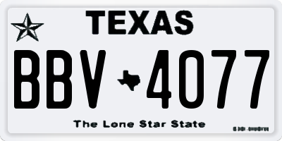 TX license plate BBV4077