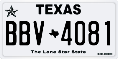 TX license plate BBV4081