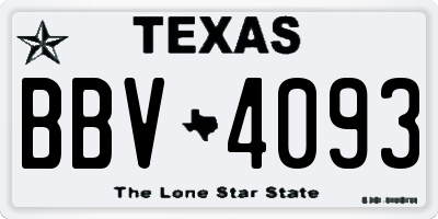 TX license plate BBV4093