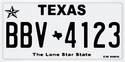 TX license plate BBV4123