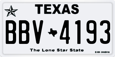 TX license plate BBV4193