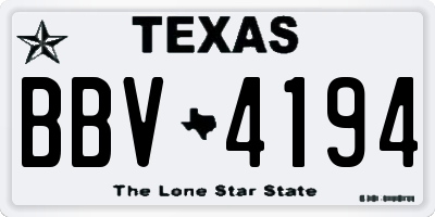TX license plate BBV4194