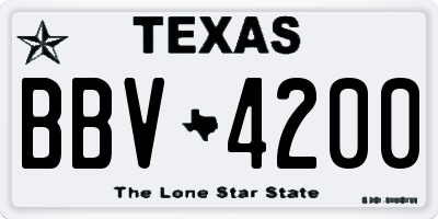 TX license plate BBV4200