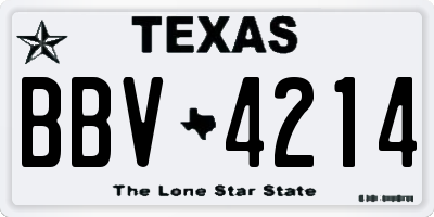 TX license plate BBV4214