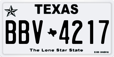 TX license plate BBV4217