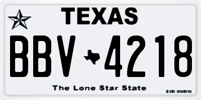 TX license plate BBV4218