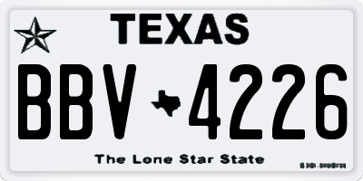 TX license plate BBV4226