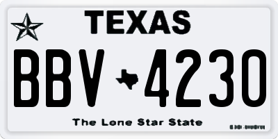 TX license plate BBV4230