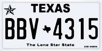 TX license plate BBV4315