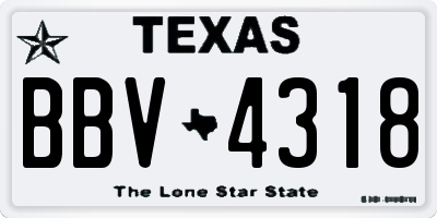 TX license plate BBV4318