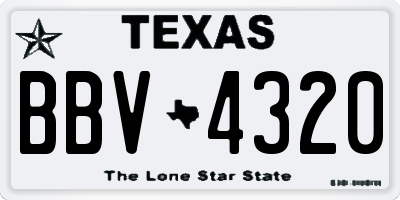 TX license plate BBV4320