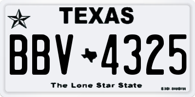 TX license plate BBV4325