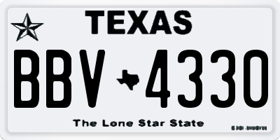 TX license plate BBV4330