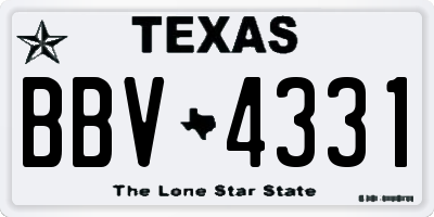 TX license plate BBV4331