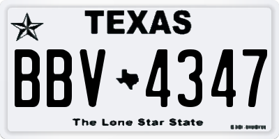 TX license plate BBV4347