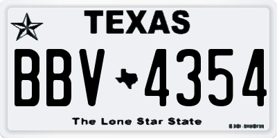 TX license plate BBV4354