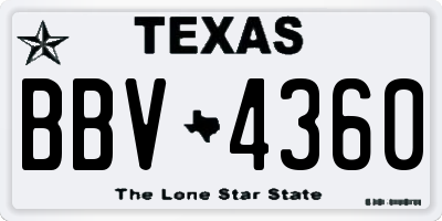 TX license plate BBV4360