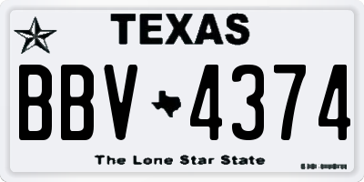 TX license plate BBV4374