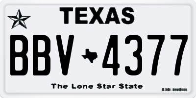 TX license plate BBV4377