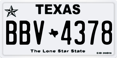 TX license plate BBV4378