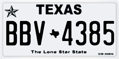 TX license plate BBV4385