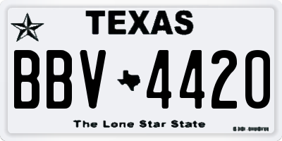 TX license plate BBV4420