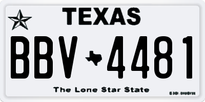 TX license plate BBV4481