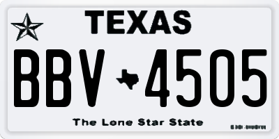 TX license plate BBV4505