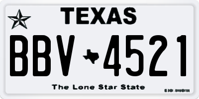 TX license plate BBV4521