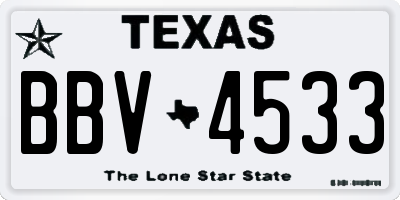 TX license plate BBV4533