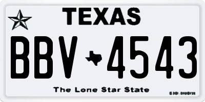 TX license plate BBV4543