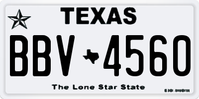 TX license plate BBV4560