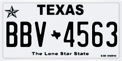 TX license plate BBV4563