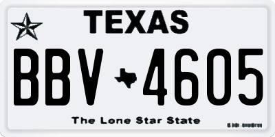 TX license plate BBV4605
