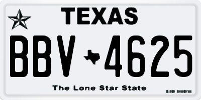 TX license plate BBV4625