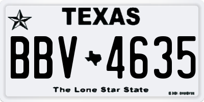 TX license plate BBV4635