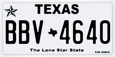 TX license plate BBV4640