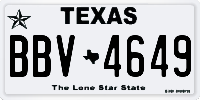 TX license plate BBV4649