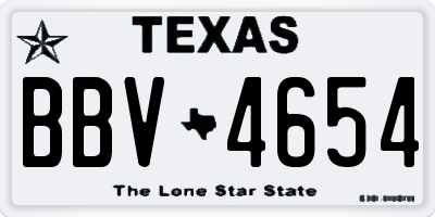 TX license plate BBV4654