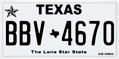TX license plate BBV4670