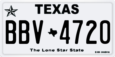 TX license plate BBV4720